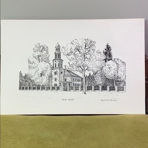 Vintage Christ church print by Carol R McChesney